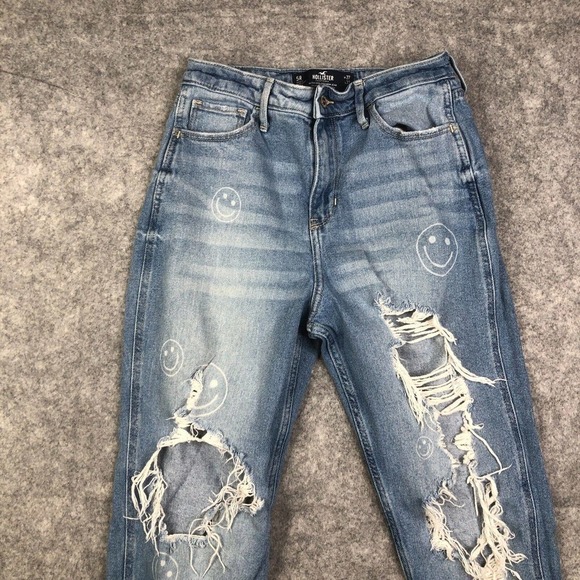 Hollister Jeans Women's 5R Ultra High-Rise Mom Stretch Light Wash Blue Denim - Picture 2 of 10